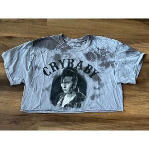 Cry Baby Johnny Depp Movie Graphic Crop Top Grey Tie Dye Cotton Tee Large